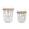 Melrose Woven Storage Baskets - 23" - White and Brown - Set of 2